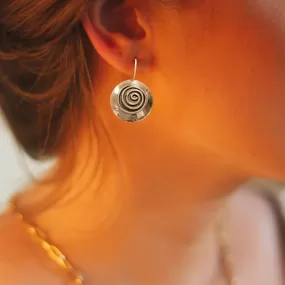 Small Round Silver Earrings with Eternity Spiral from Krygyzstan-"Zamira"