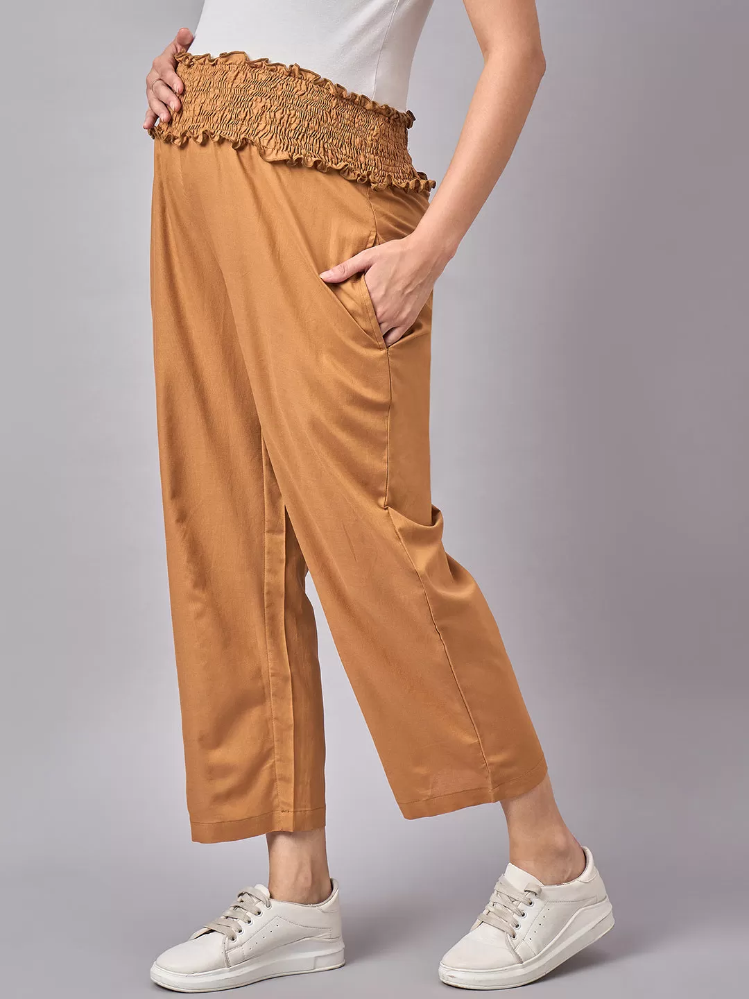 Solid Brown Color Maternity Pants