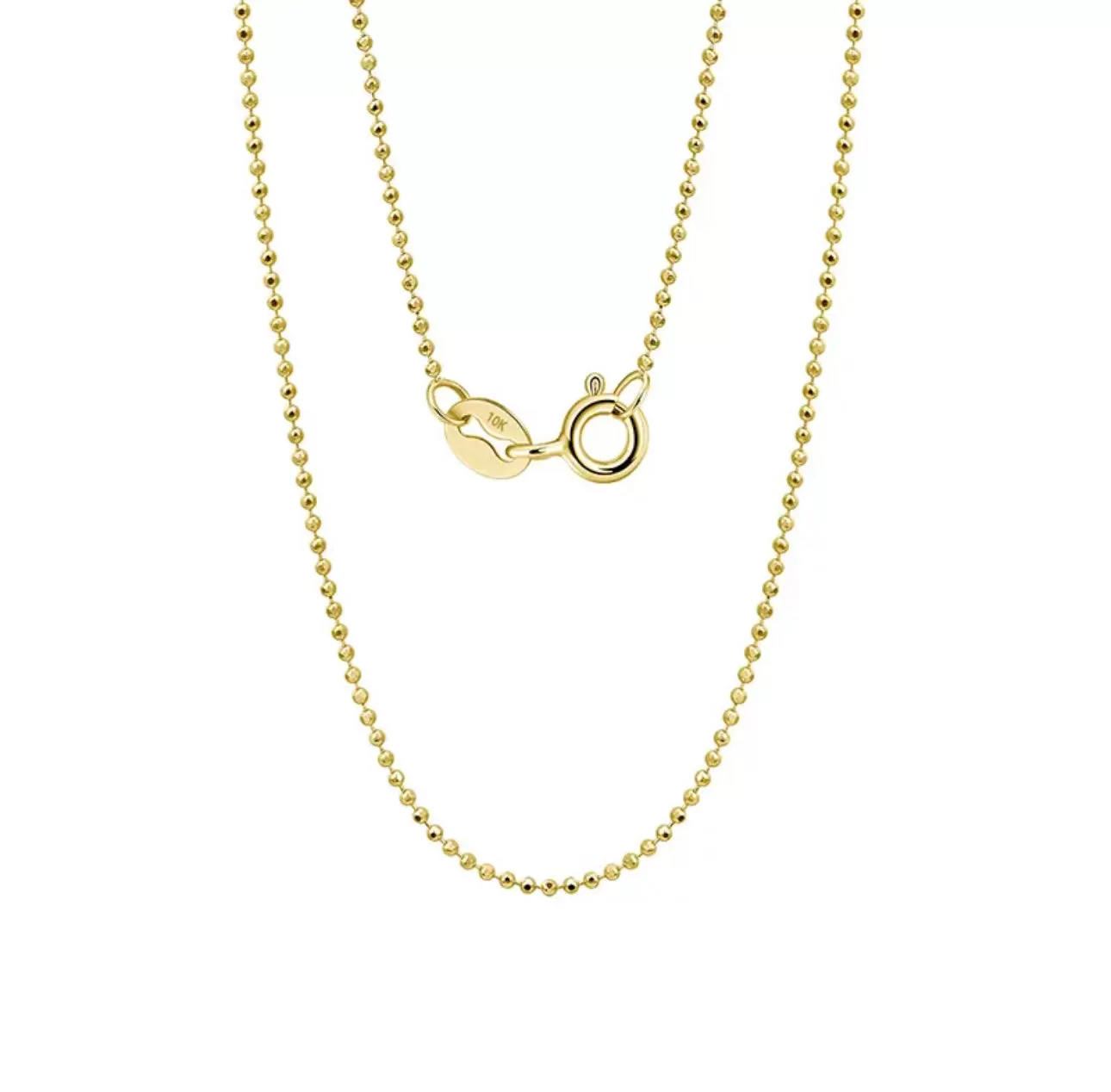 SOLID GOLD 1.0MM BEAD CHAIN NECKLACE