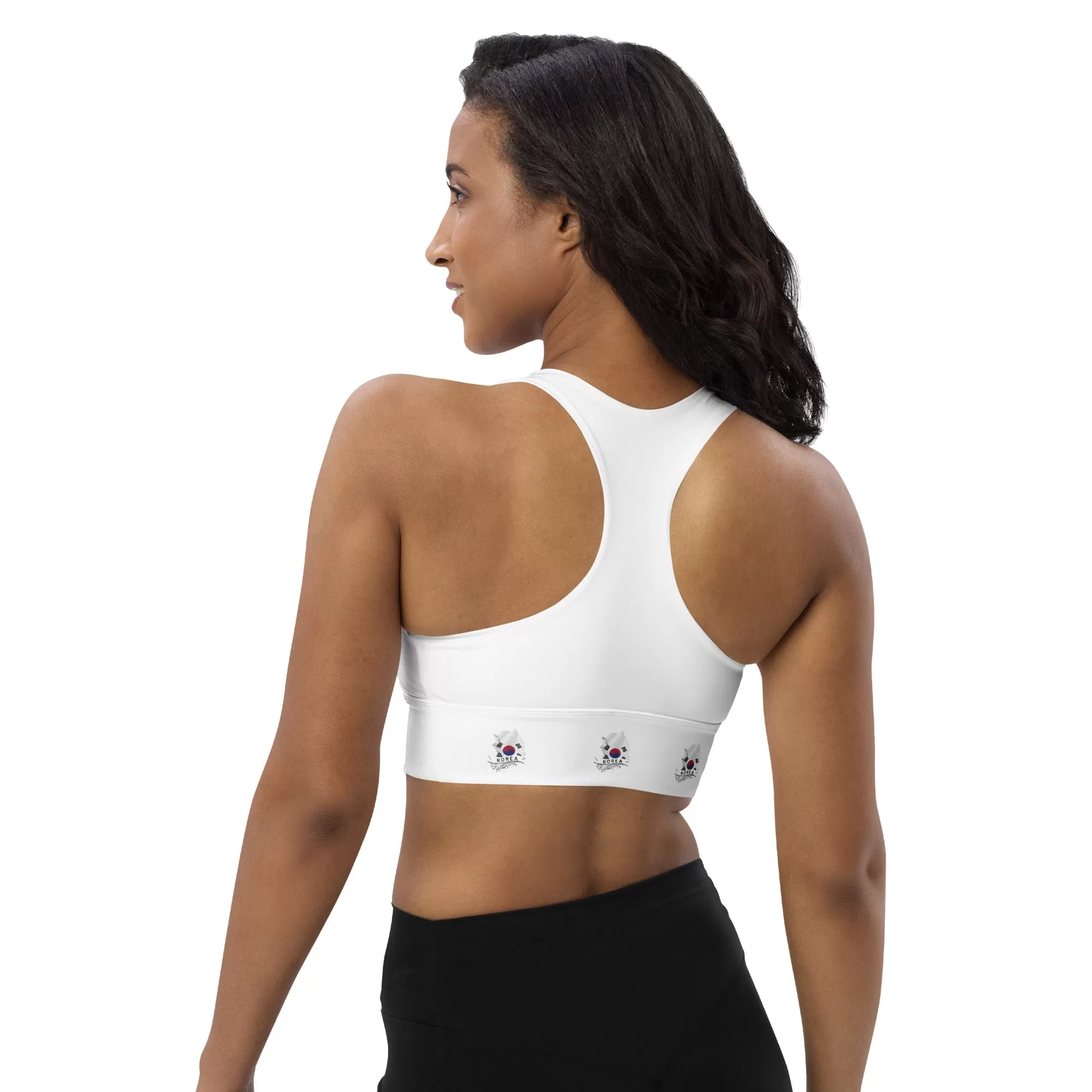 South Korea Flag Women's Longline Padded Sports Bra