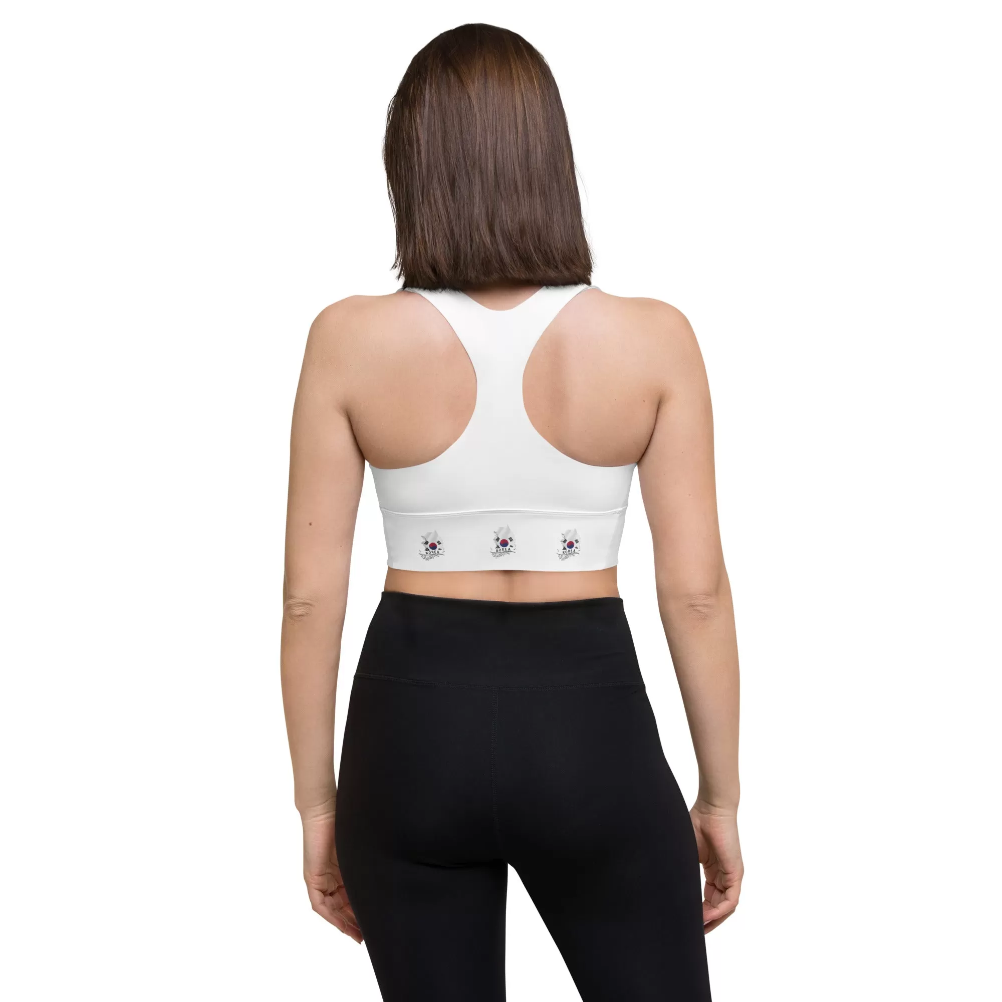 South Korea Flag Women's Longline Padded Sports Bra