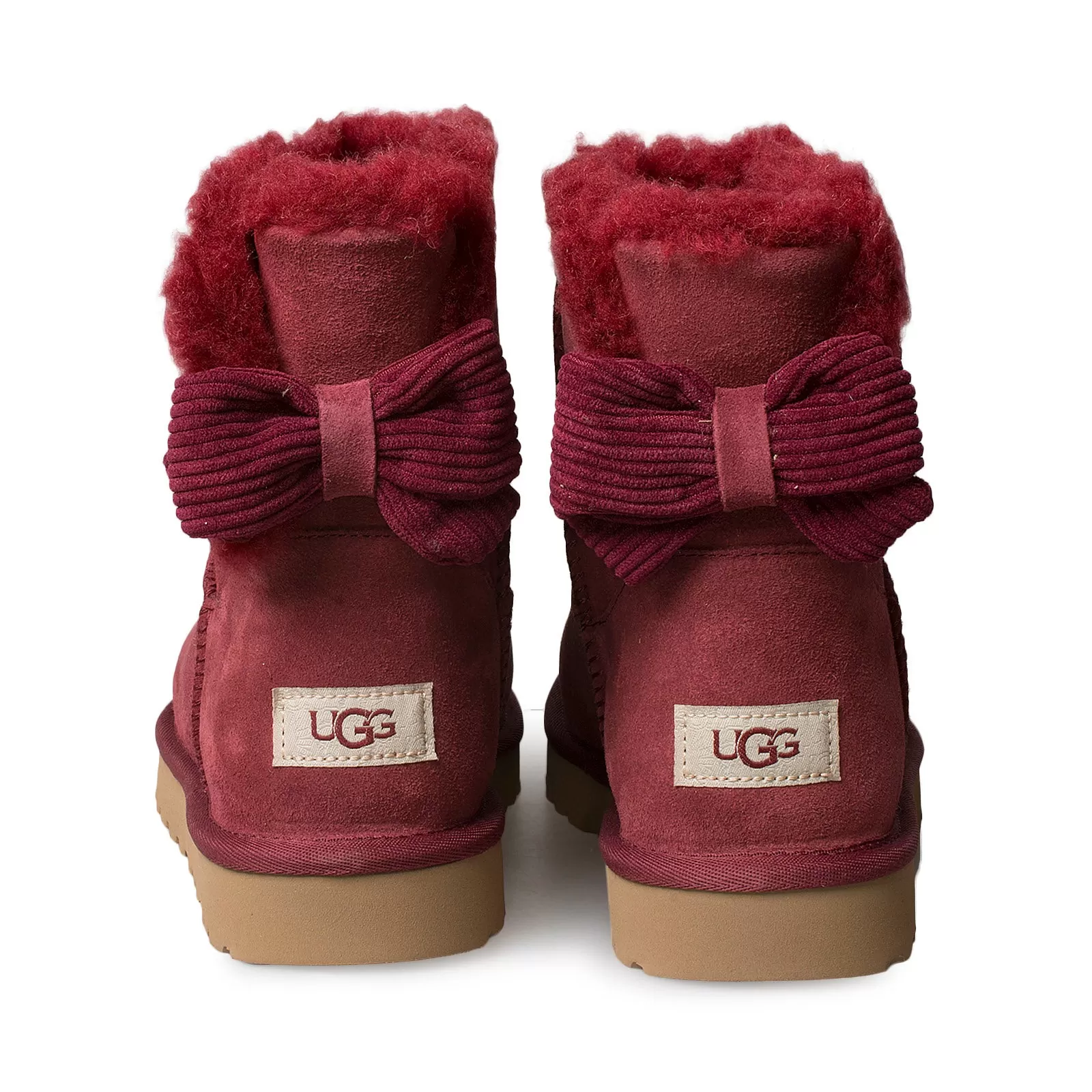 UGG Mini Bailey Corduroy Bow Kiss Red Boots - Women's