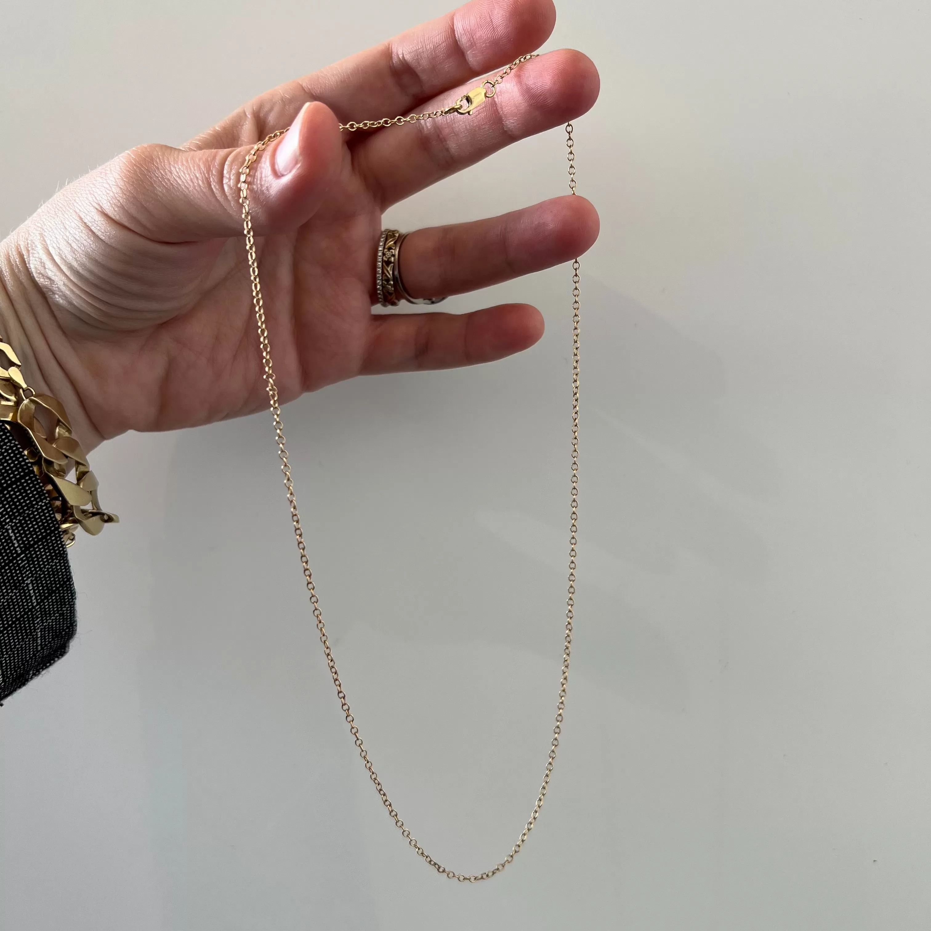 V I N T A G E // dainty cable / 14k yellow gold 1.5mm cable link chain / 17