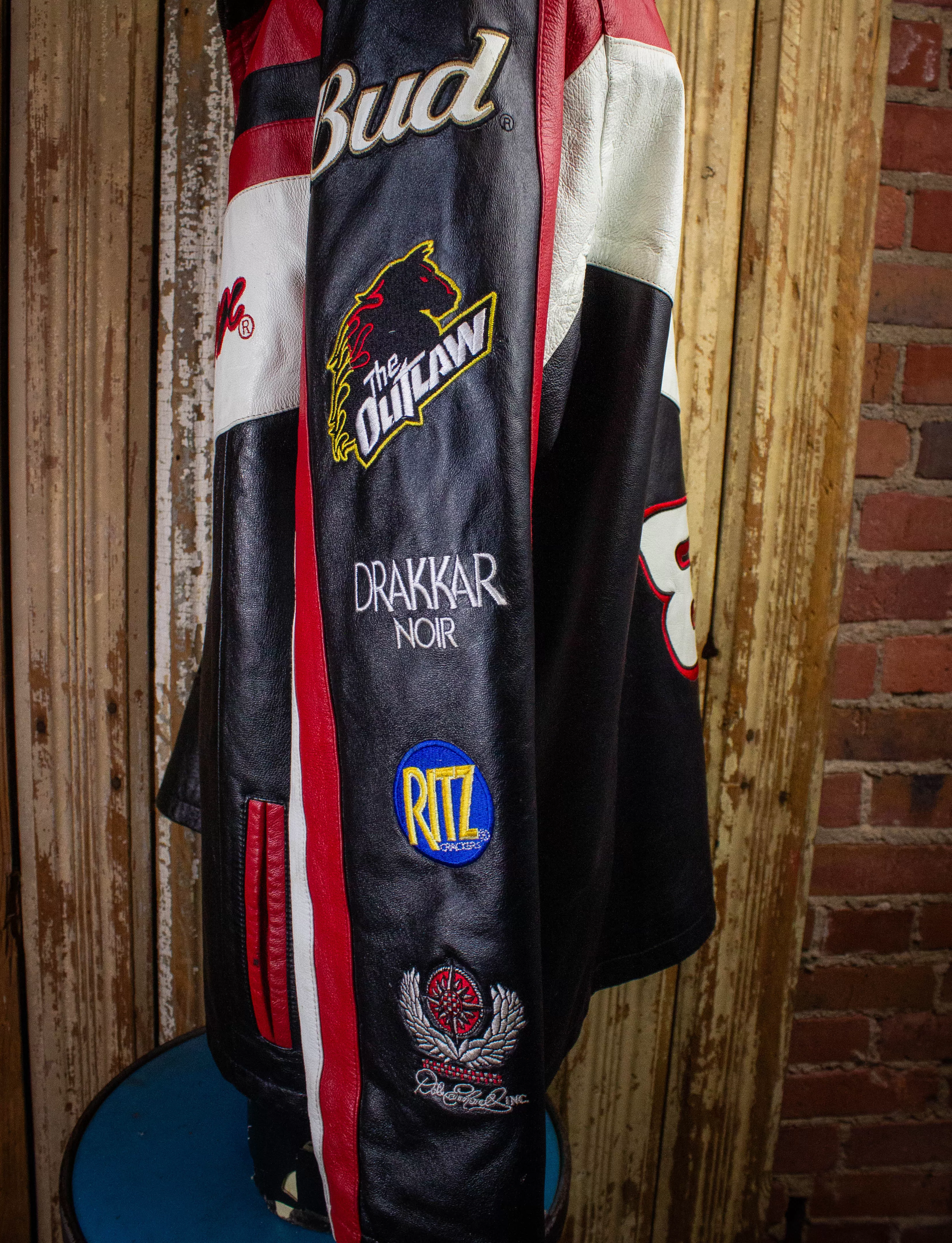 Vintage Budweiser Dale Earnhardt Jr Nascar Leather Jacket 2000s Large