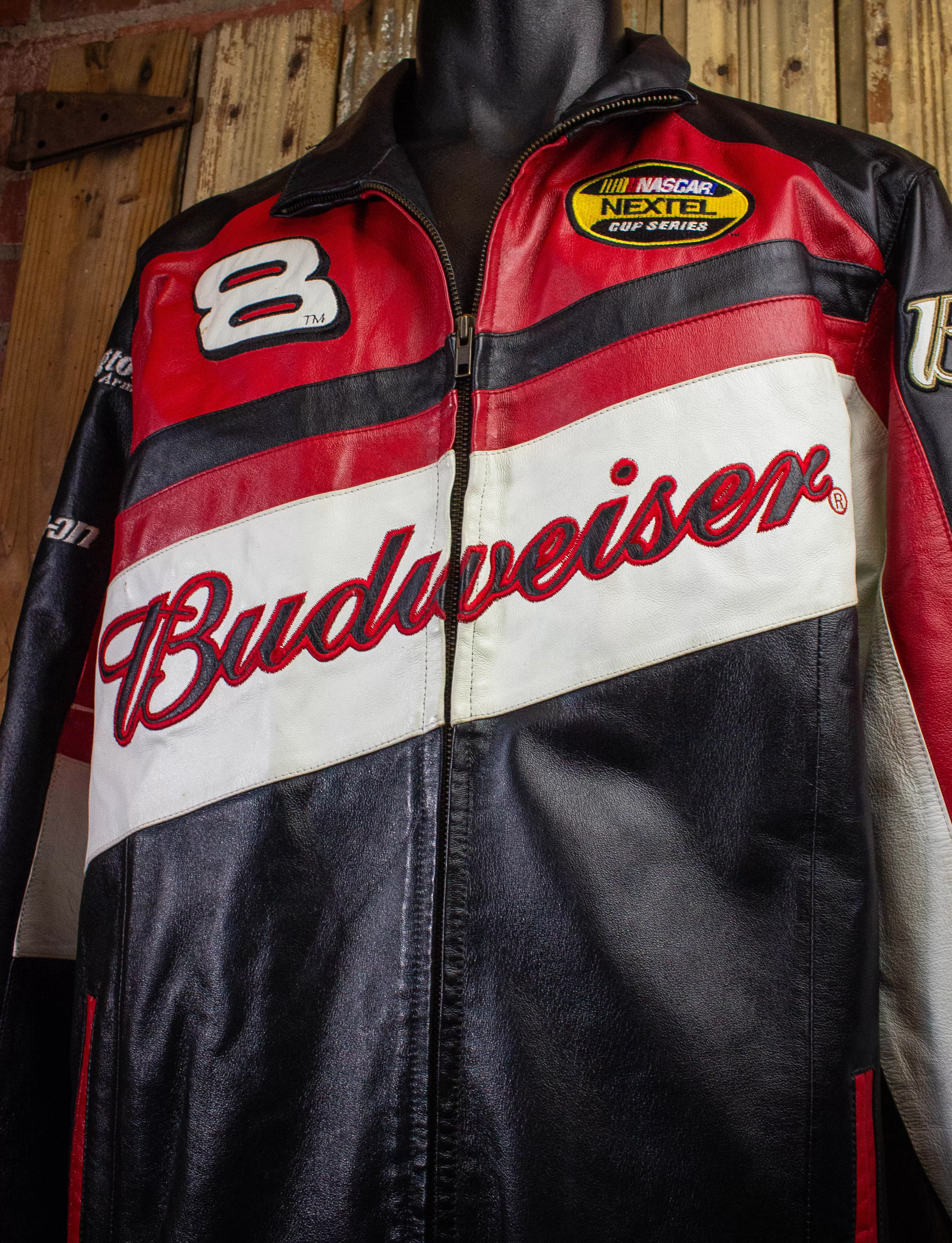 Vintage Budweiser Dale Earnhardt Jr Nascar Leather Jacket 2000s Large