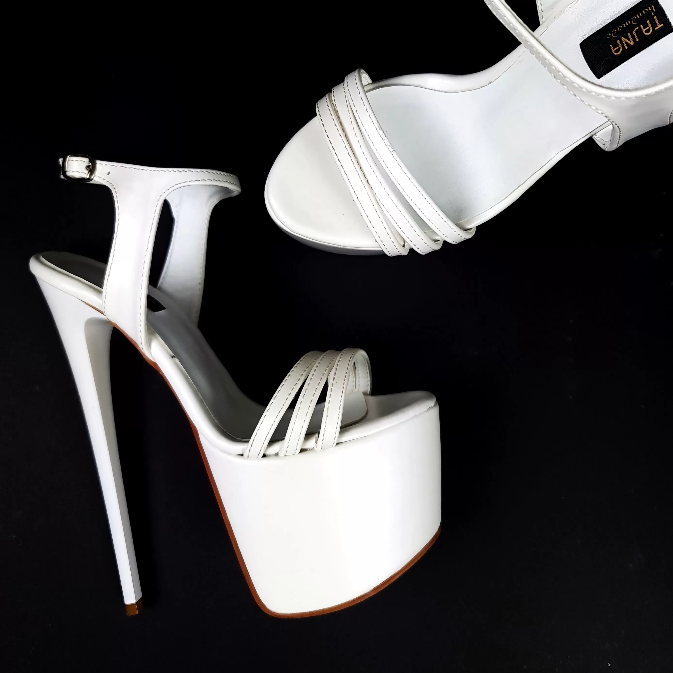 White Matte High Heel Platform Sandals