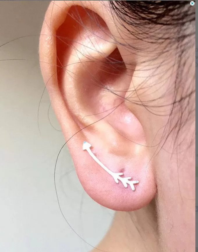 Wholesale Shiny Vermeil Gold Arrow Earring Climber Ear Cuff- Gold Arrow Earrings, Gold Arrow Earring Crawler, Curved Arrow Earring, Ear Jacket, 281