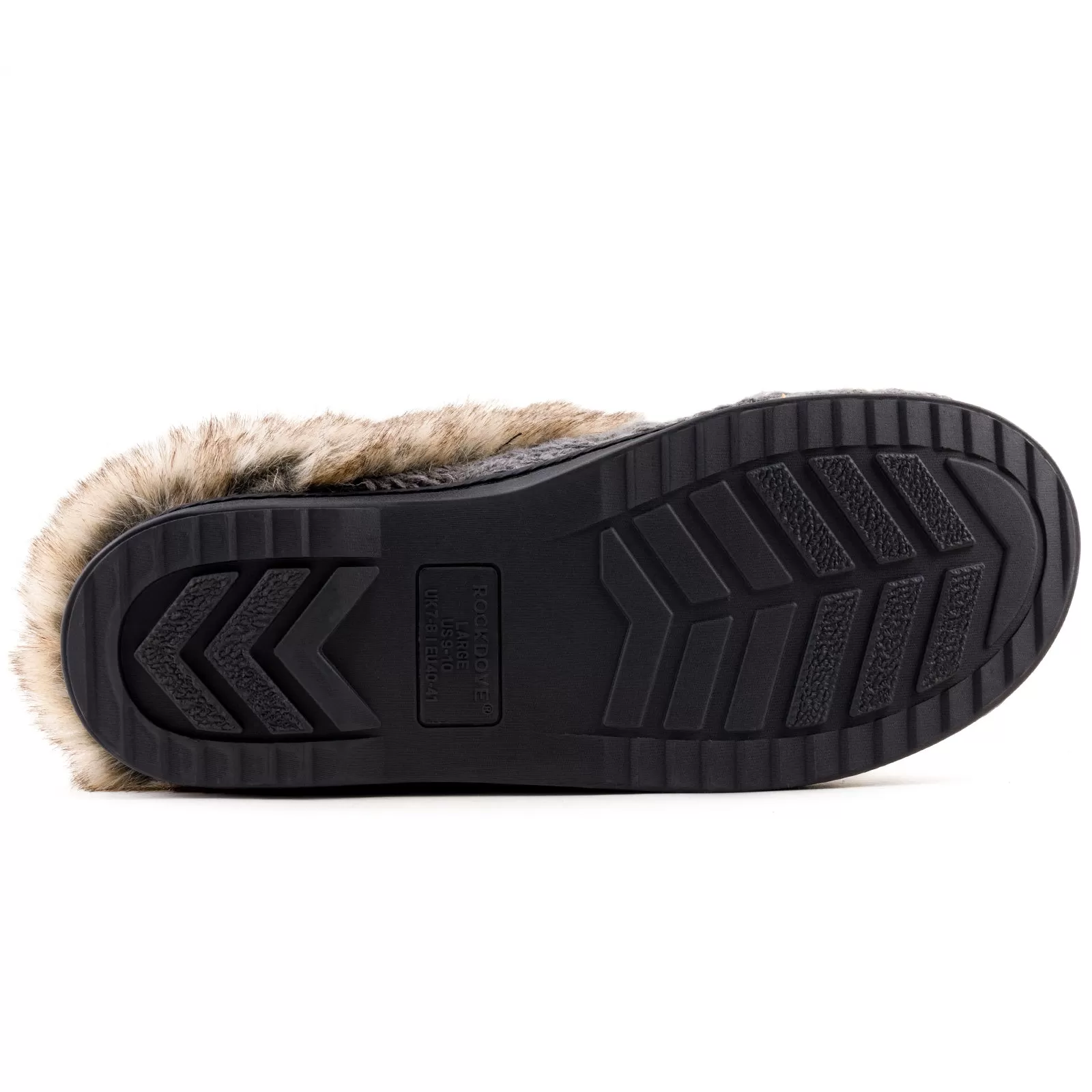 Women's Cable Knit Faux Fur Collar Slipper