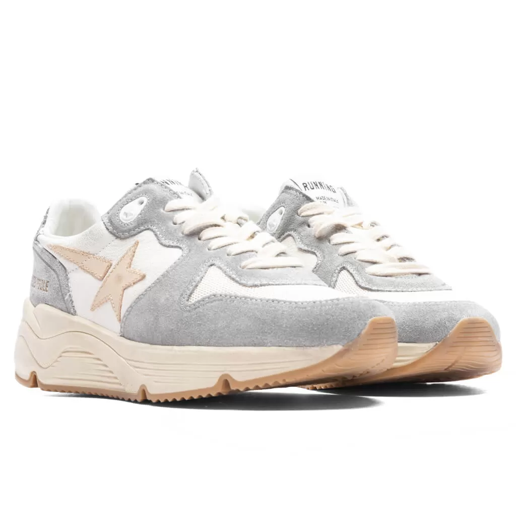 Women's Leather Star Running Sole - Silver/White/Cream