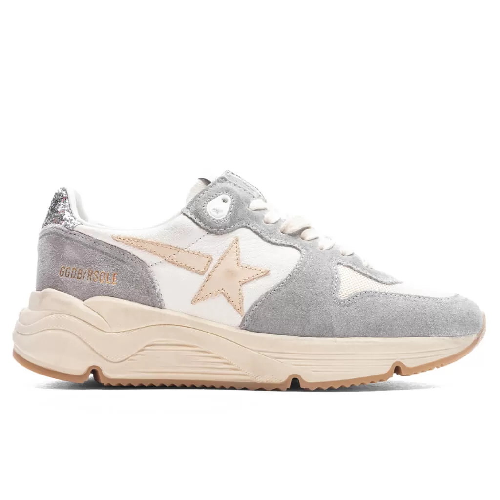 Women's Leather Star Running Sole - Silver/White/Cream