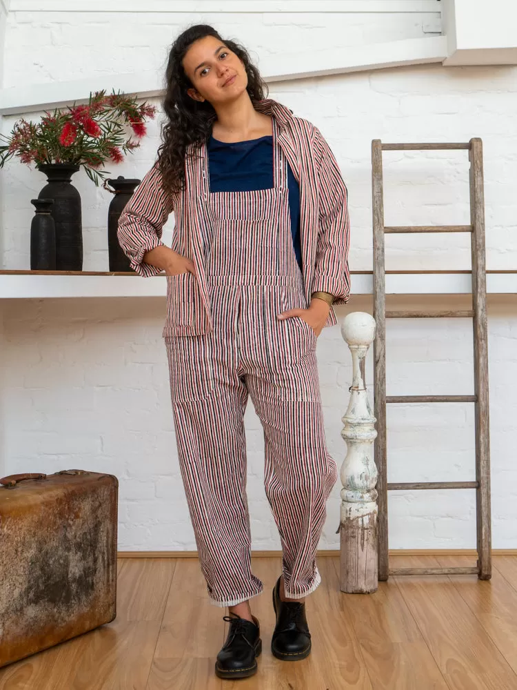 Work Overalls - Red Pinstripe