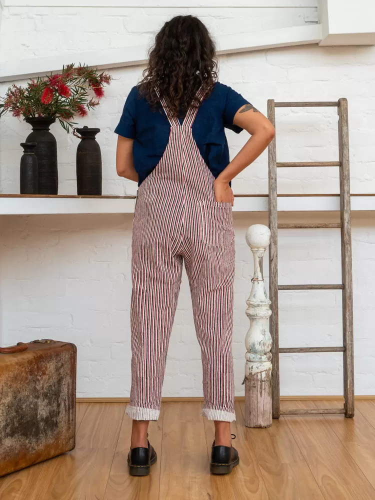 Work Overalls - Red Pinstripe