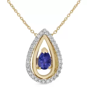 Yellow Gold Tanzanite & Diamond Heirloom Pendant