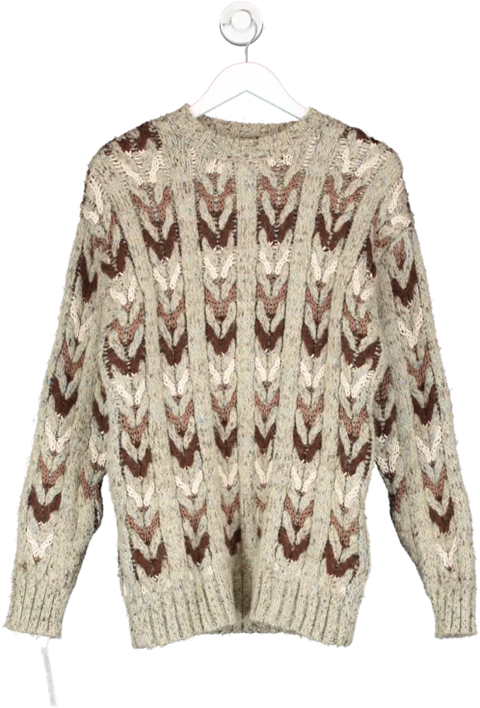 ZARA Brown Oversize Cable Knit Jumper UK M