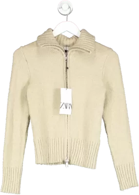 ZARA Nude Zip Up Cardigan UK XS